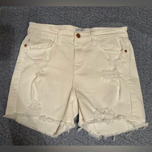 Judy Blue White Distressed Stretch Denim Shorts M